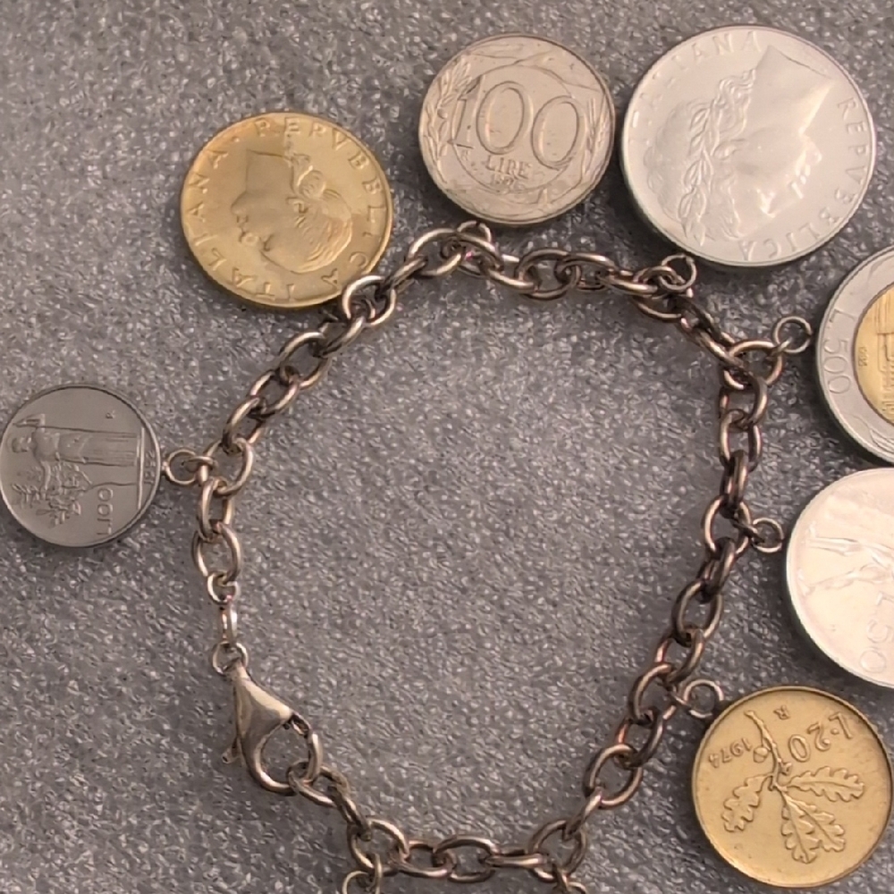 Vintage Italian Sterling Silver Bracelet With Coin Charms - Picture 7 of 8